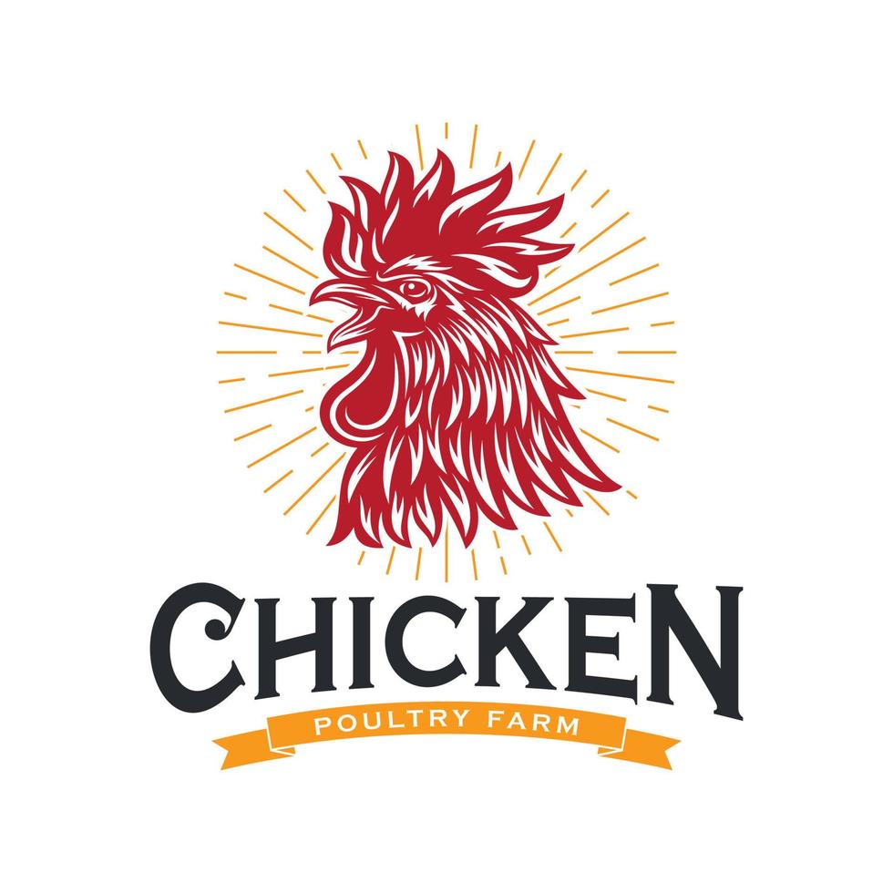 Rooster vintage logo design vector template