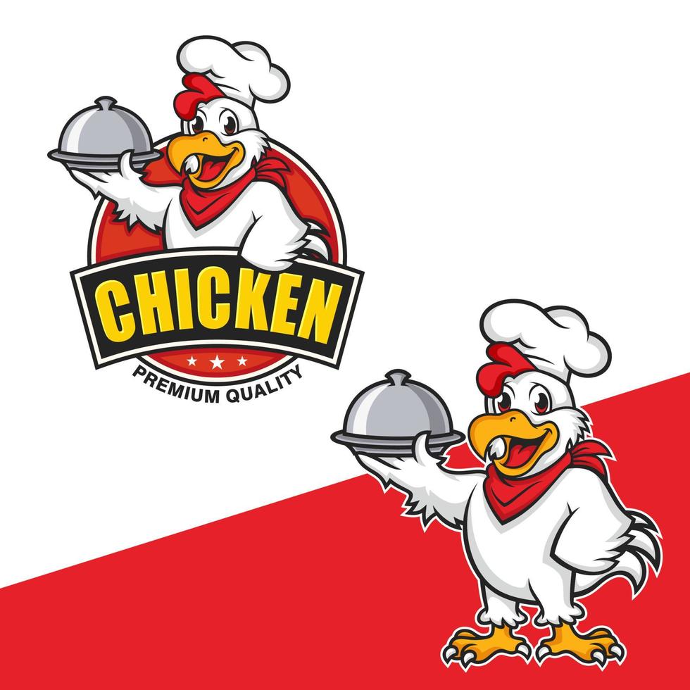 vector del logotipo de la mascota de pollo. ilustración vectorial de pollo. diseño de logotipo de vector de granja orgánica