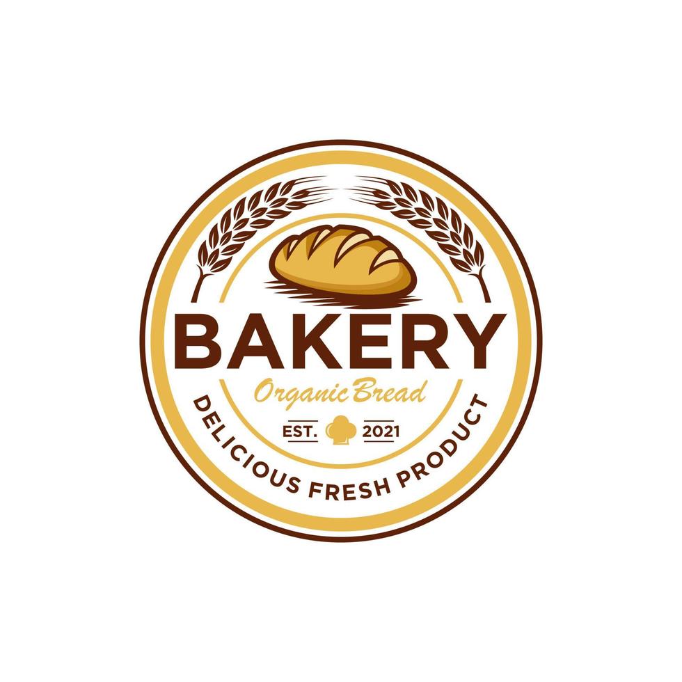 Vintage Retro Bakery Logo Design Vector Template