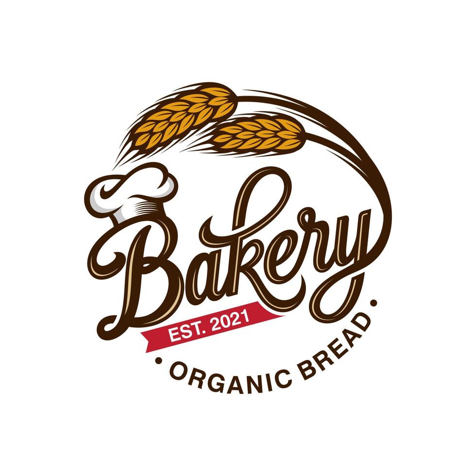 Vintage Retro Bakery Logo Design Vector Template