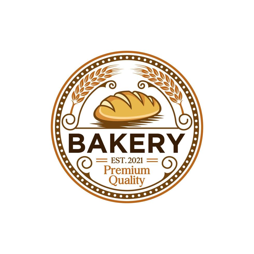 Vintage Retro Bakery Logo Design Vector Template