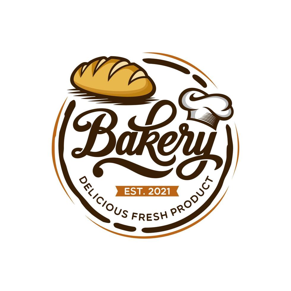 Vintage Retro Bakery Logo Design Vector Template