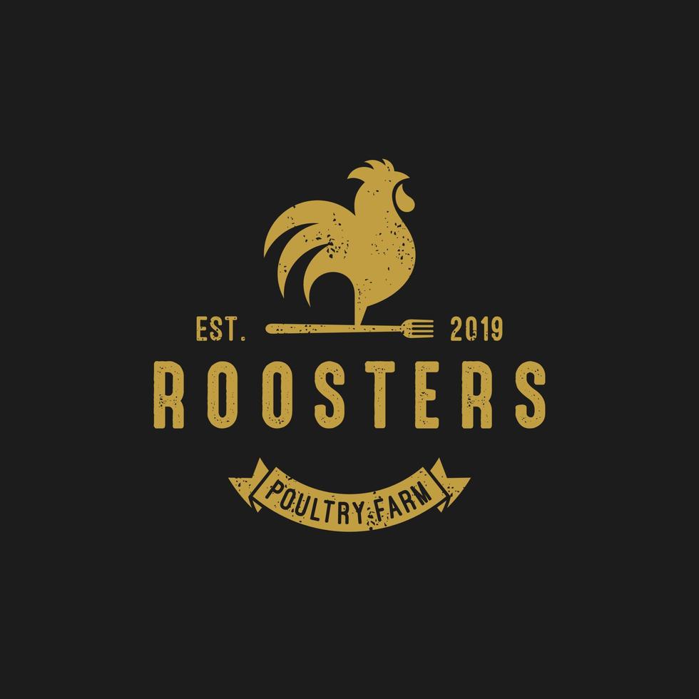 Rooster vintage logo design vector template. Chicken logo illustration