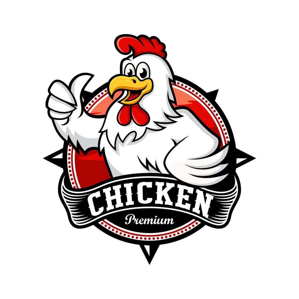 Chicken mascot logo vector. Chicken vector illustration. Organic farm vector logo design