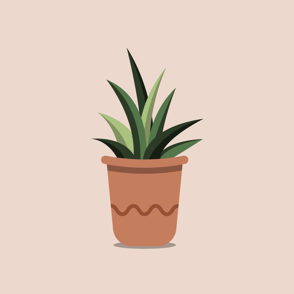 Hand Drawn Potted Houseplant in Flat Illustration vector