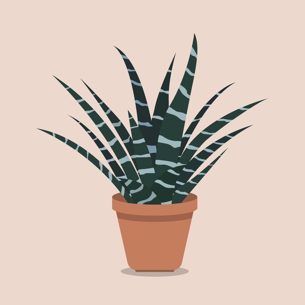 Hand Drawn Potted Houseplant in Flat Illustration vector