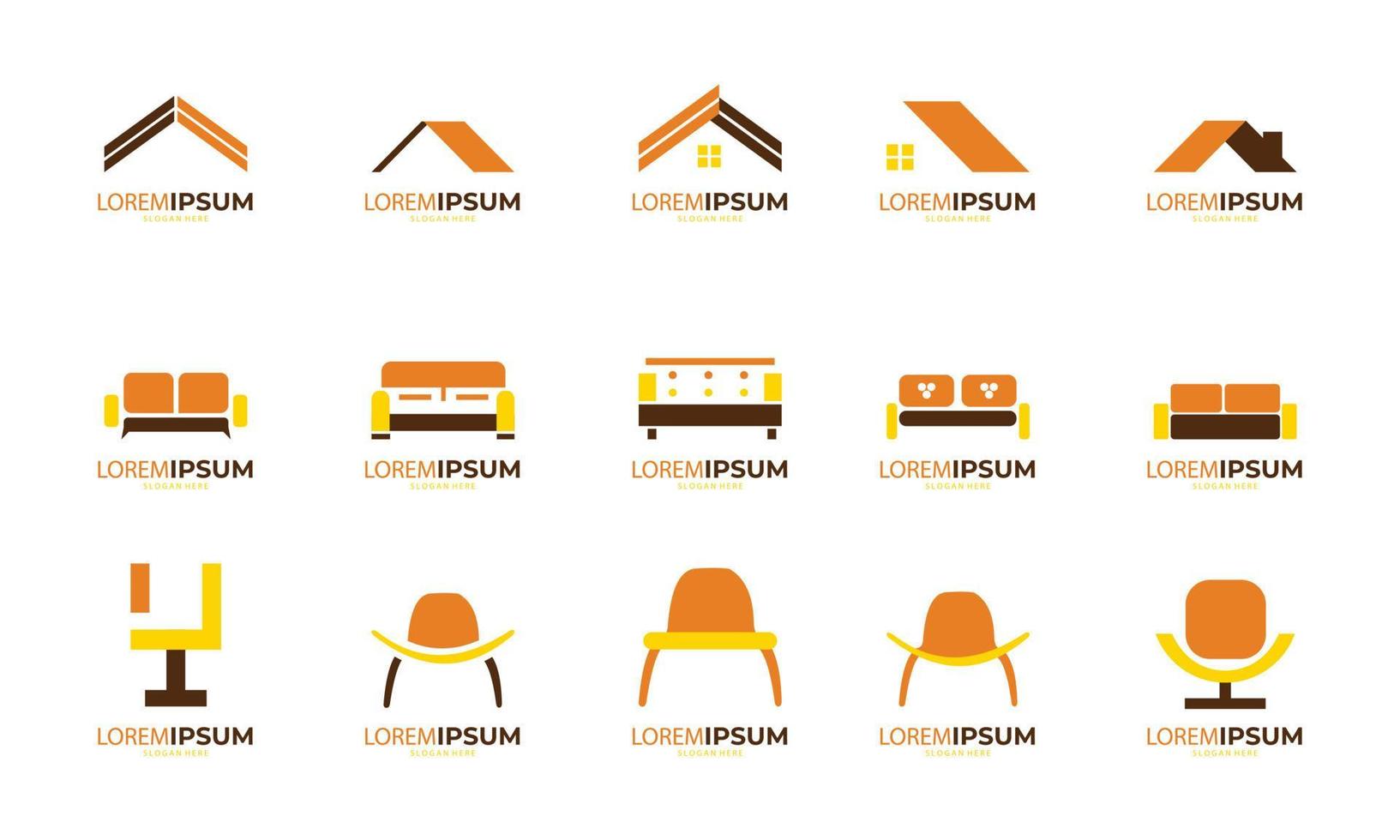 furniture set logo. modern design. vector icon illustration