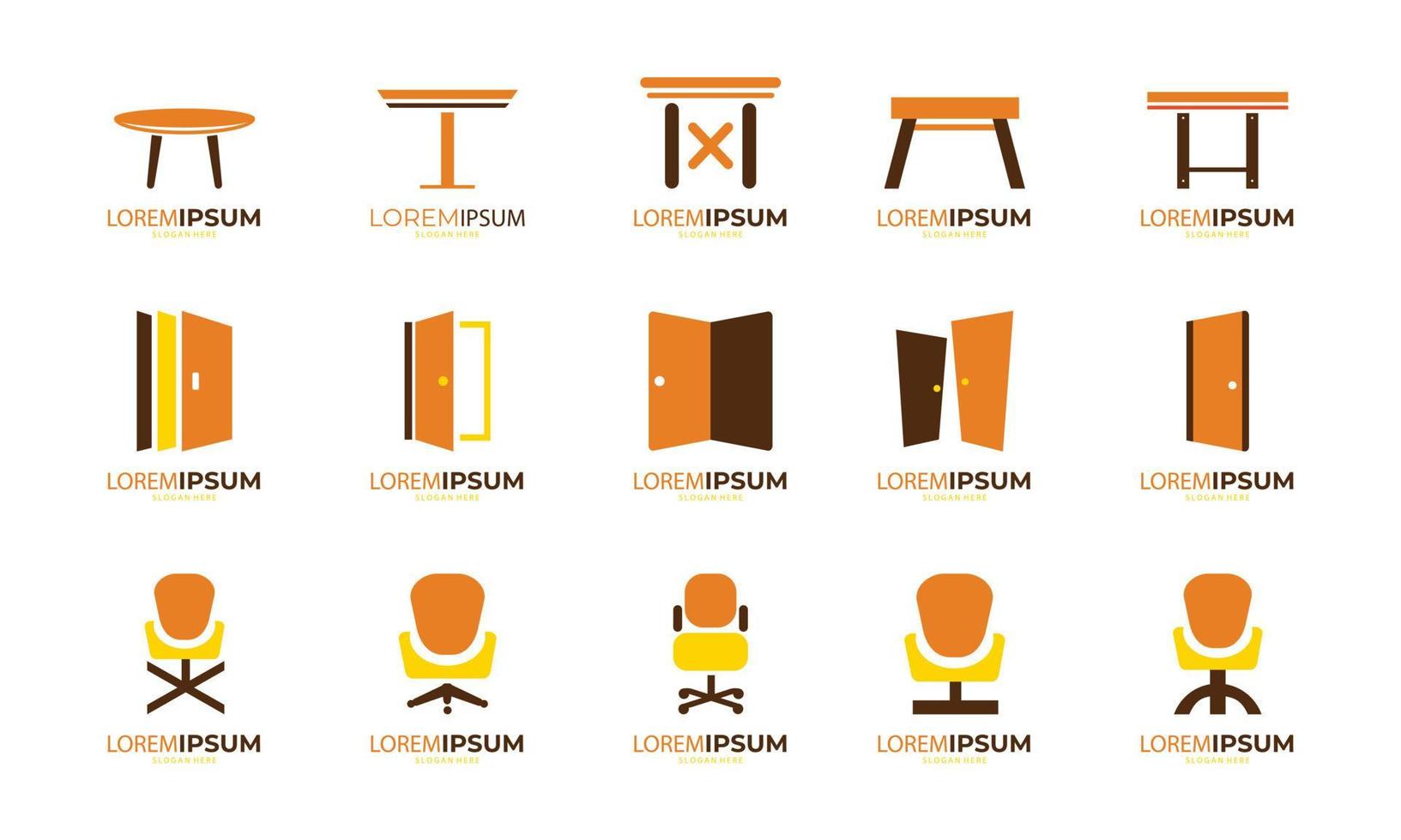 furniture set logo. modern design. vector icon illustration