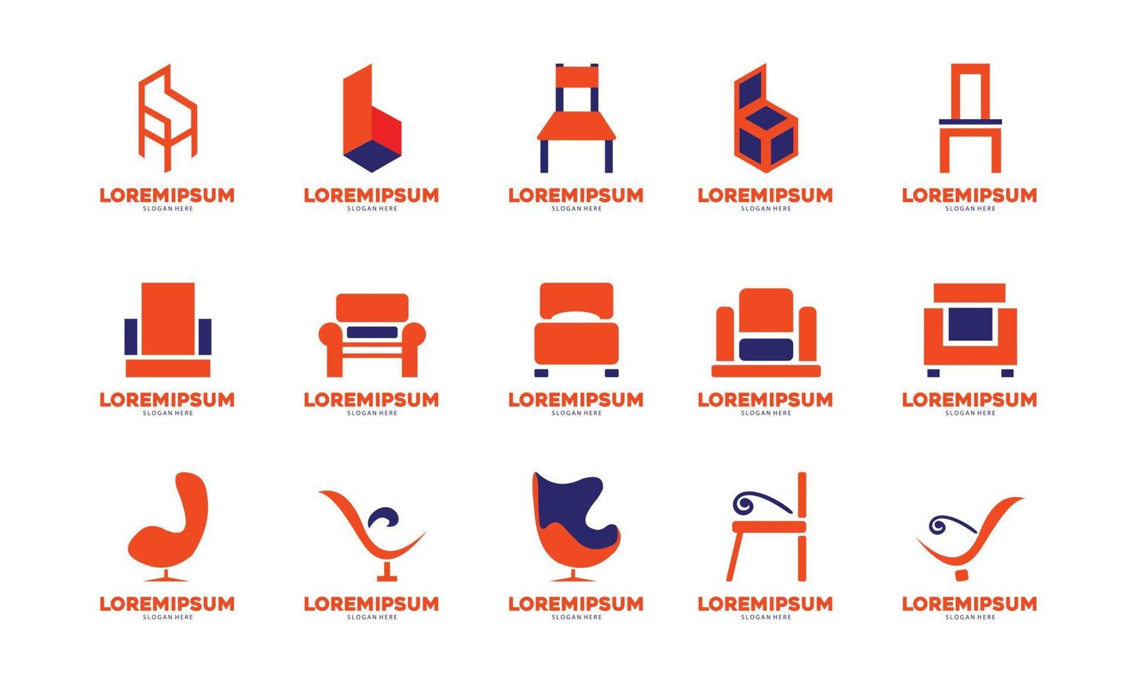furniture set logo. modern design. vector icon illustration