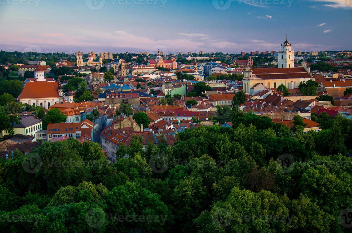 Panoramic view of Vilnius old town center, Lithuania photo