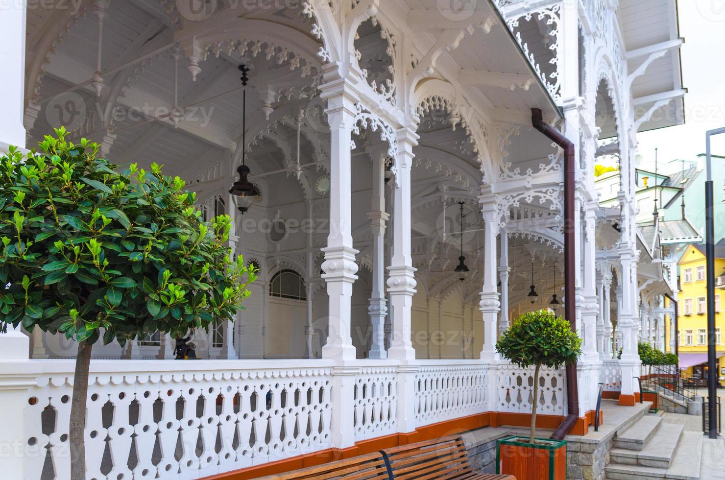 The Market Colonnade Trzni kolonada wooden colonnade with hot springs in Karlovy Vary photo