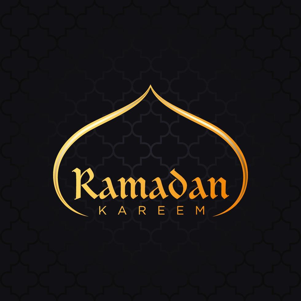 vector illustration of ramadan Kareem text with mosque dome shape. Suitable for design element of ramadan greeting card, islamic holiday celebration, and holy muslim day banner background.