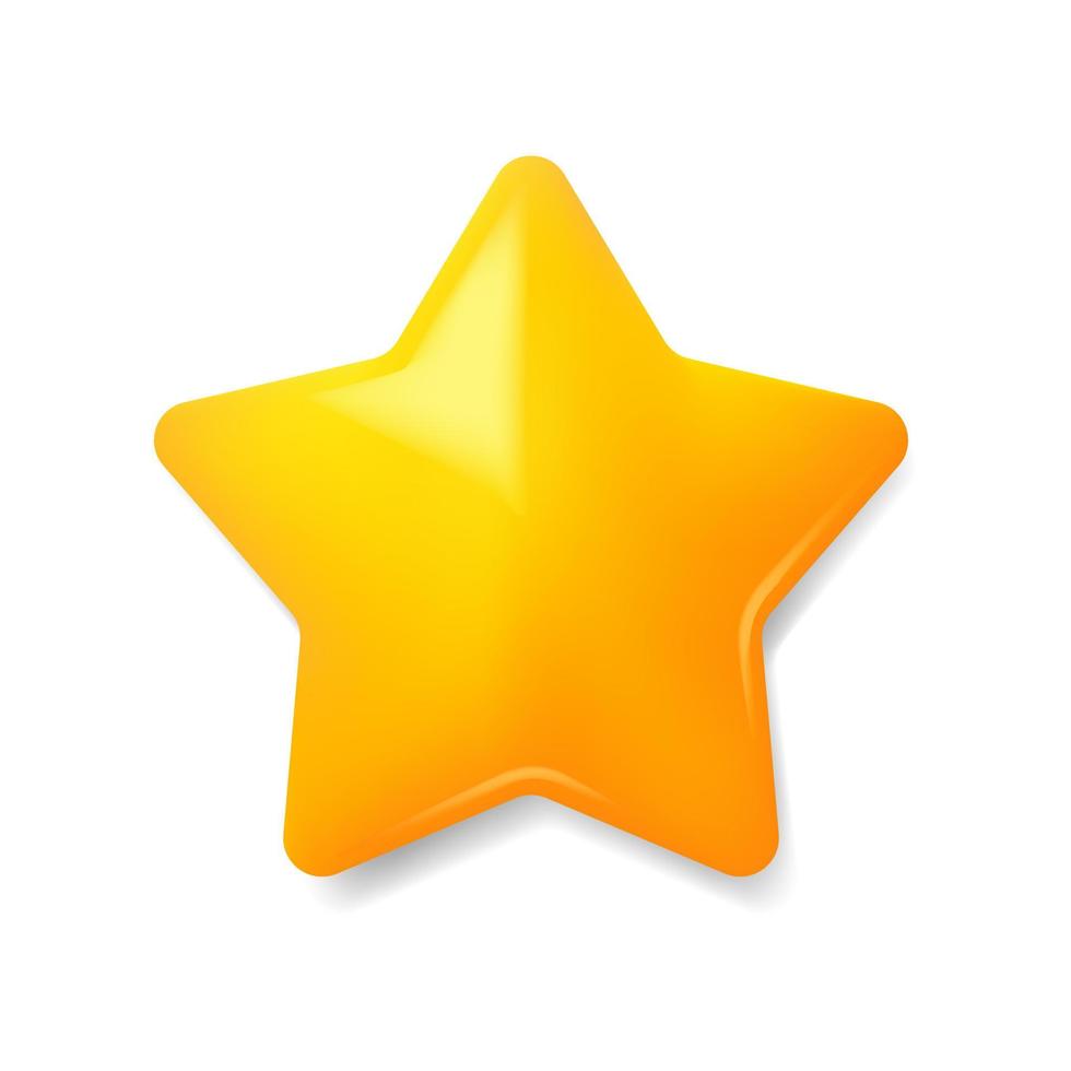 Vector illustration of realistic star shape with highlight and shadow. Suitable for design element of game, rating, and award achievement. 3D star icon.