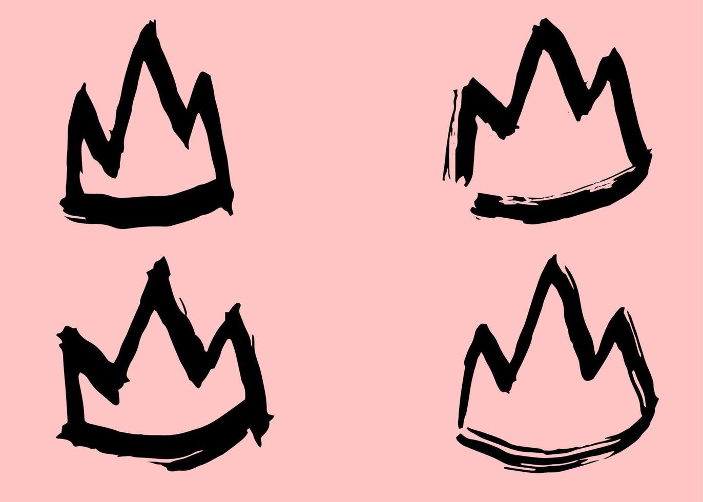 Crown logo graffiti icon. Black elements isolated on white background. Vector illustration.