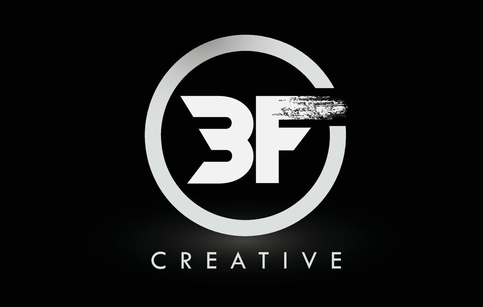 White BF Brush Letter Logo Design. Creative Brushed Letters Icon Logo. vector