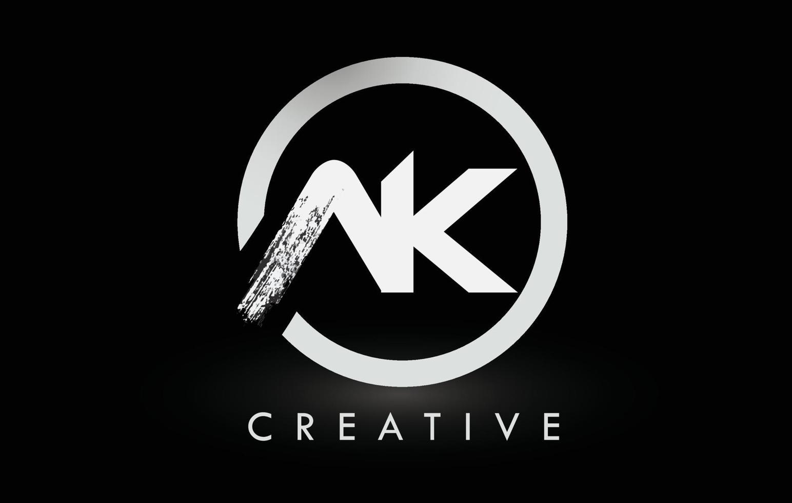 White AK Brush Letter Logo Design. Creative Brushed Letters Icon Logo. vector