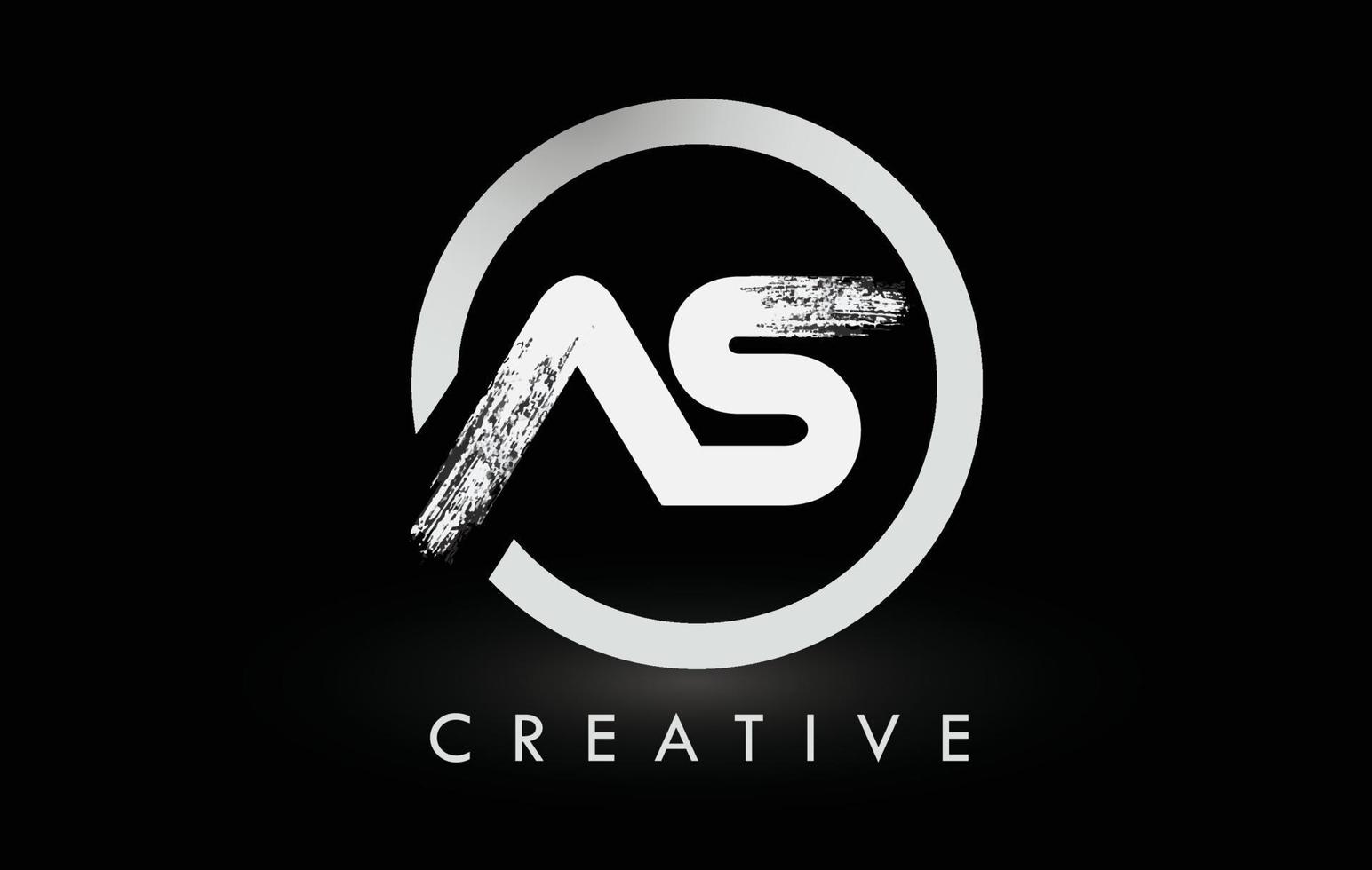 White AS Brush Letter Logo Design. Creative Brushed Letters Icon Logo. vector
