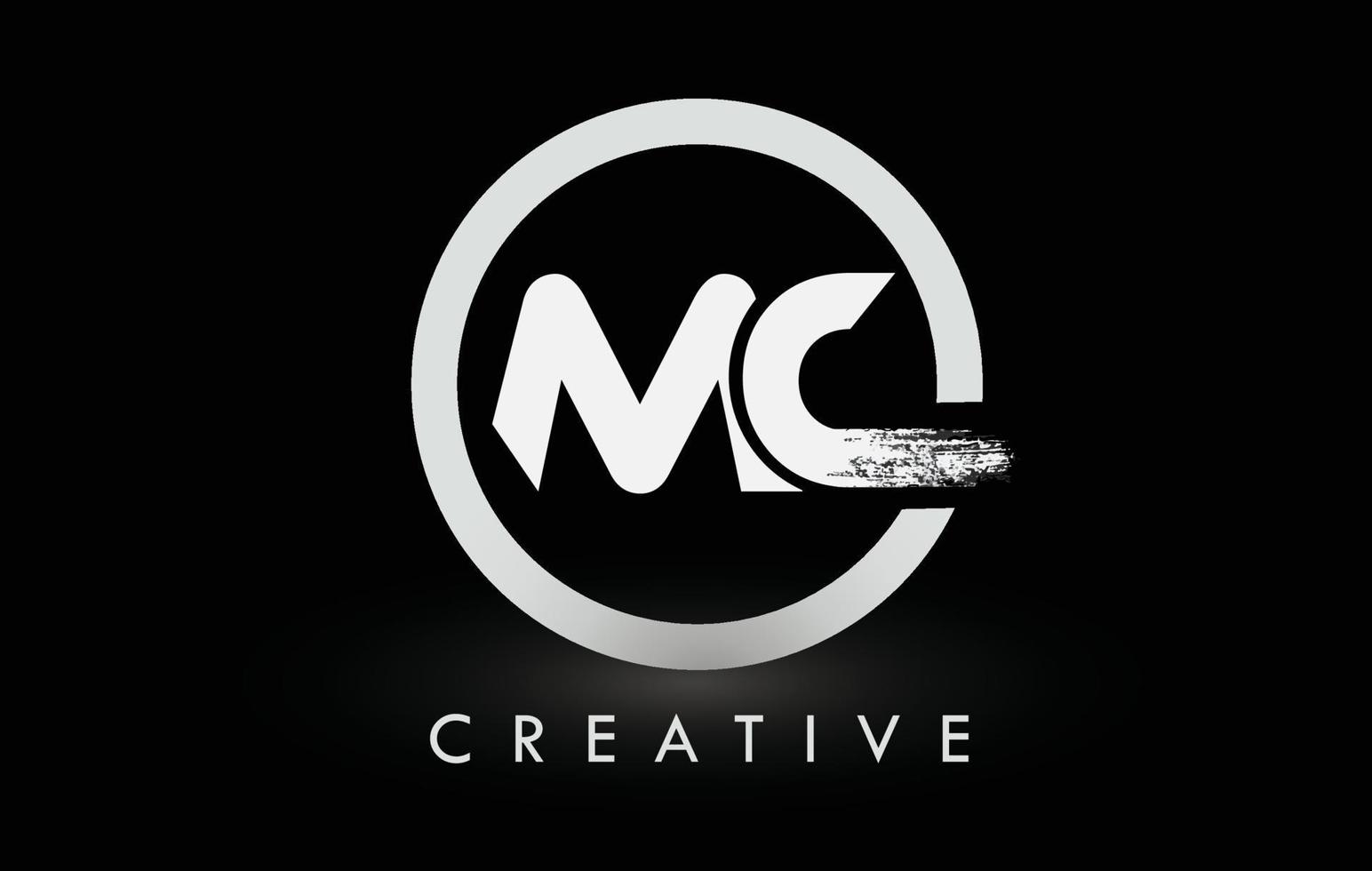 White MC Brush Letter Logo Design. Creative Brushed Letters Icon Logo. vector