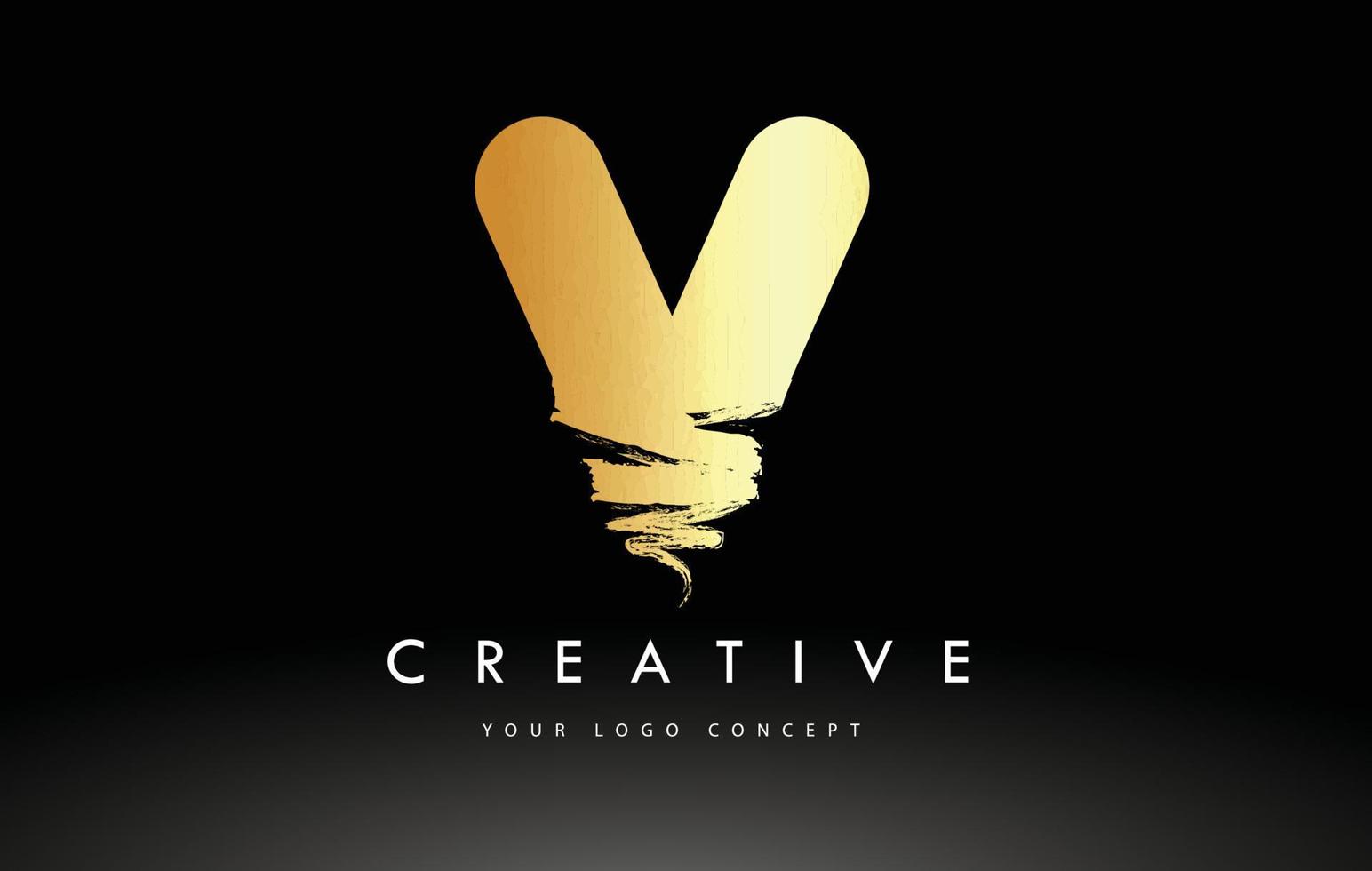Golden V Brushed Letter Logo. Brush Letters design with Brush stroke design. vector