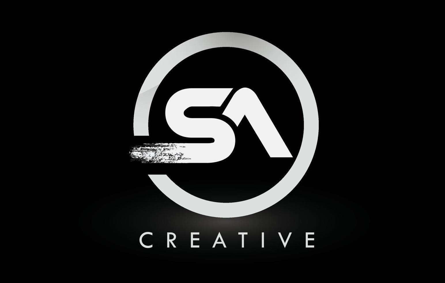 White SA Brush Letter Logo Design. Creative Brushed Letters Icon Logo. vector