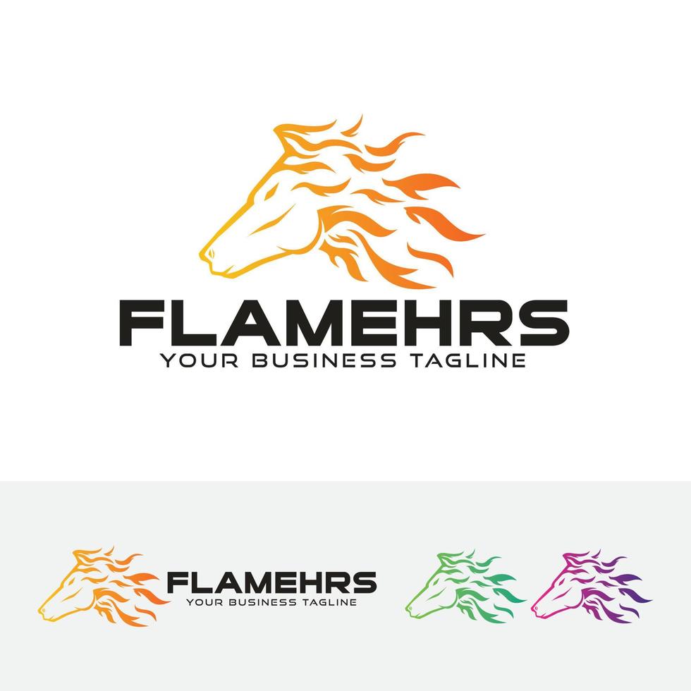 Flame horse head logo design vector