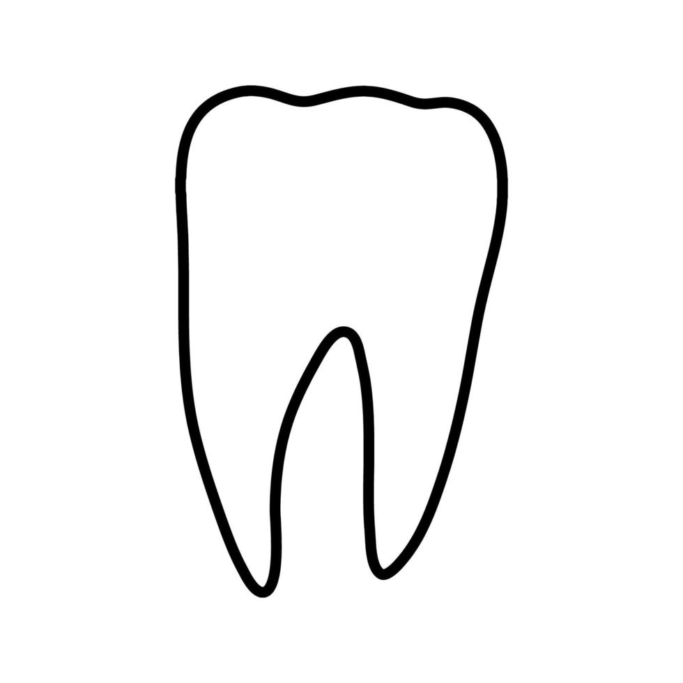 Tooth outline vector black and white icon, dental care illustration