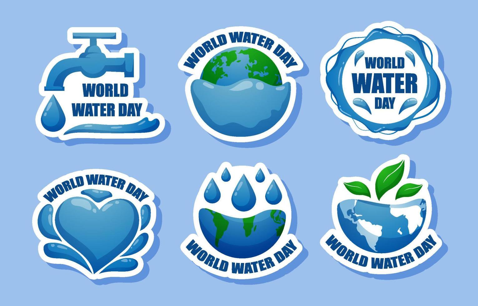 World Water Day Sticker Set vector