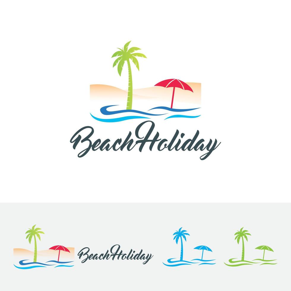 Beach vector logo template