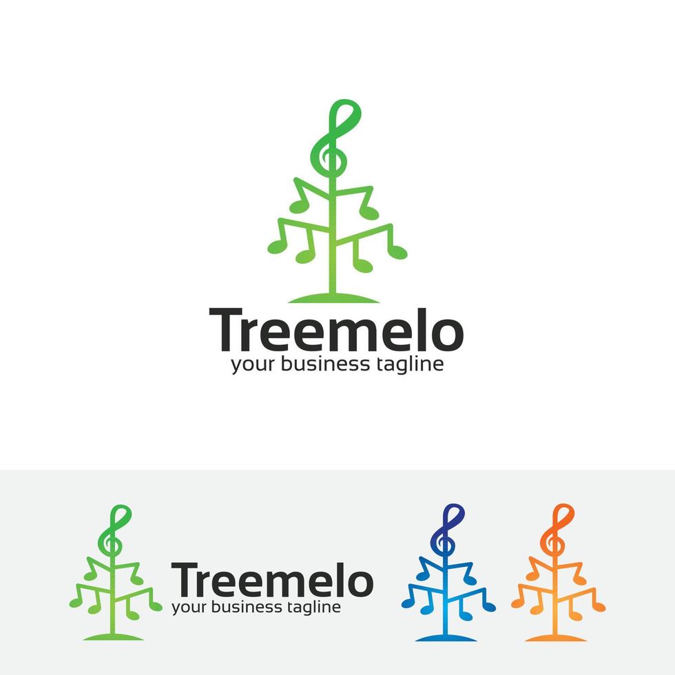 concepto de logotipo de vector de melodía de árbol