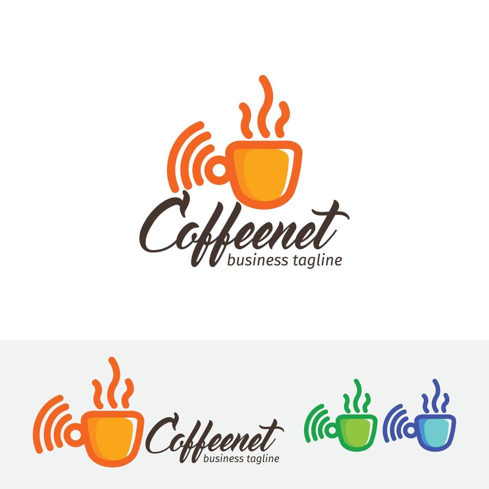 Coffee internet cafe logo design vector