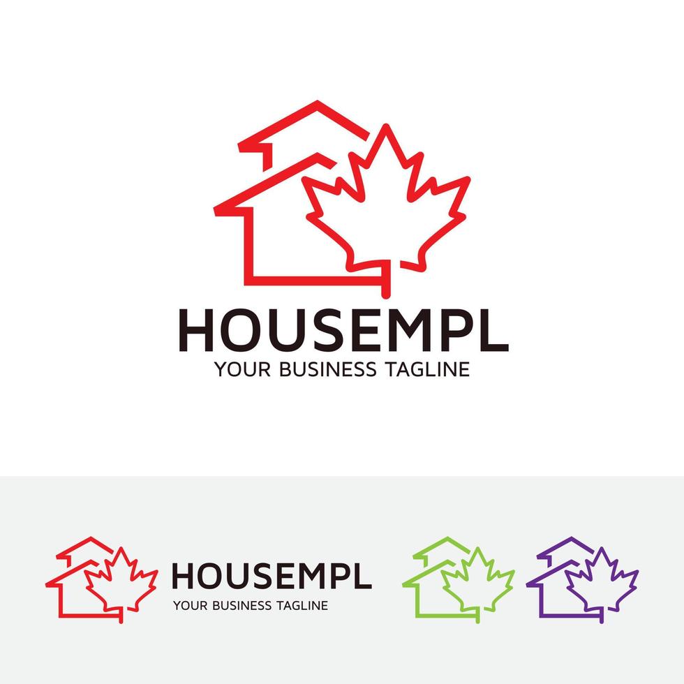 House and leaf maple concept logo design vector