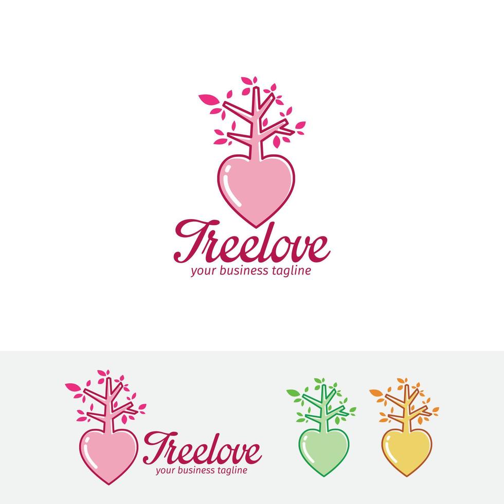 diseño de logotipo de concepto de amor de árbol vector