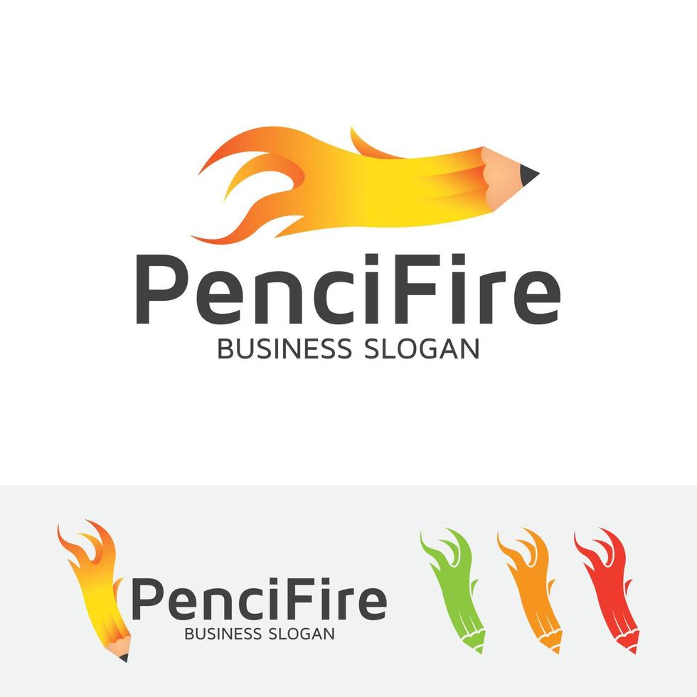 Pencil fire vector concept logo design