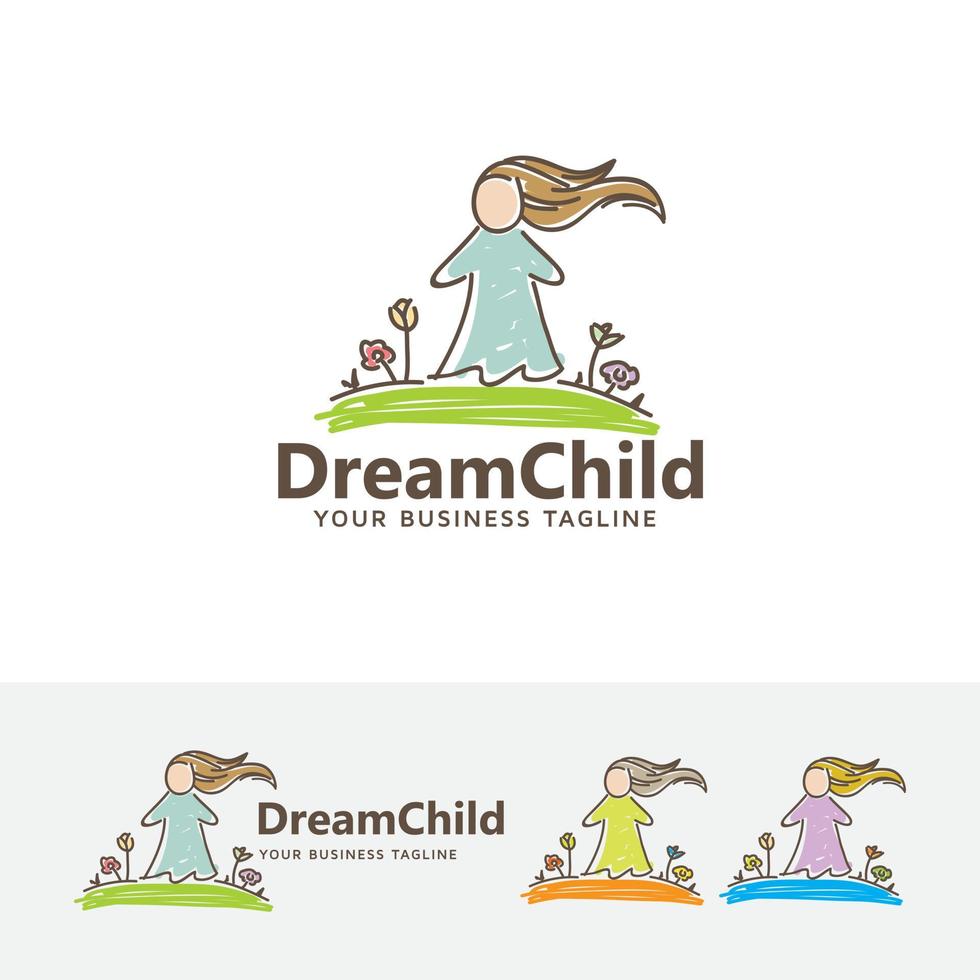 Dream children vector logo template