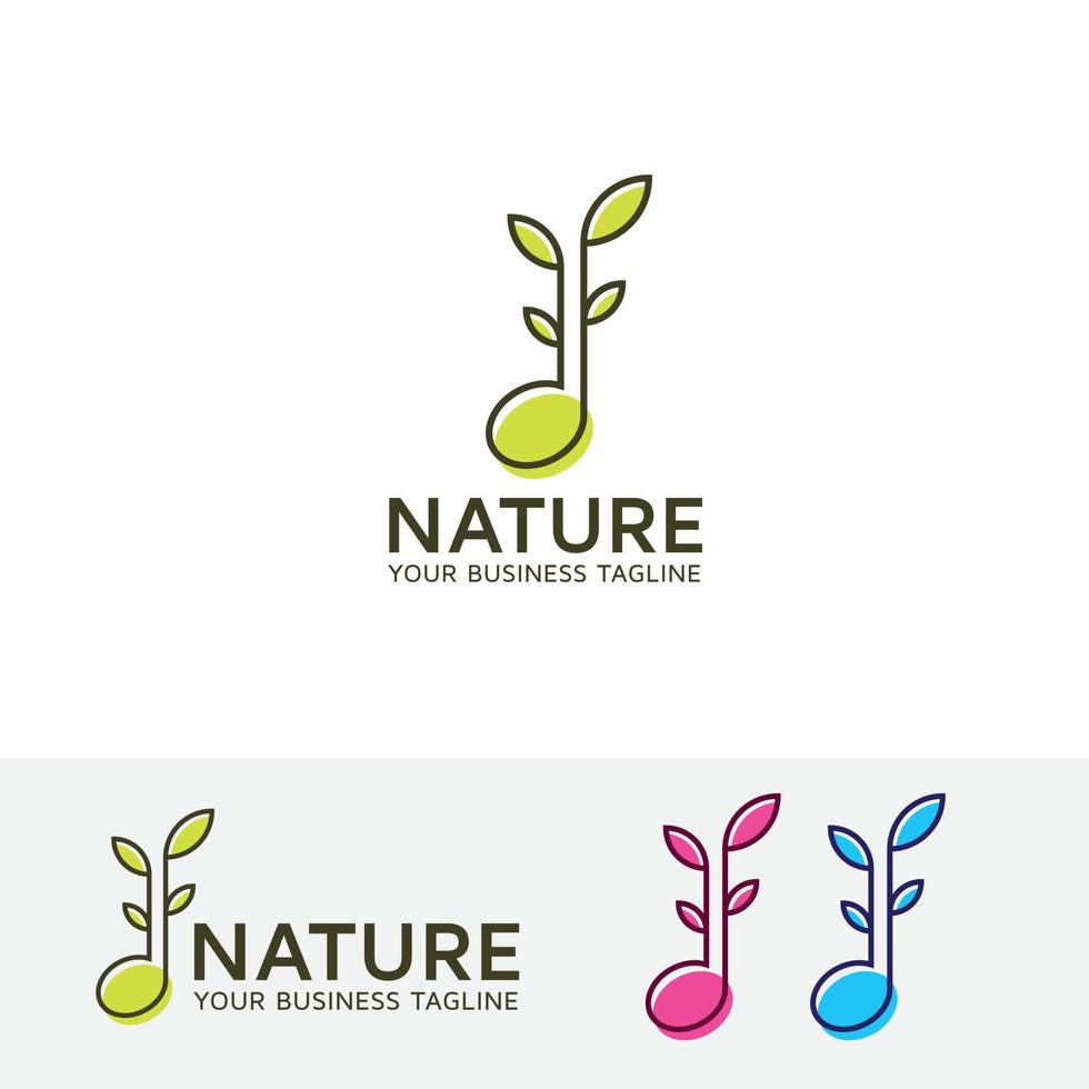 Nature melody concep logo design vector