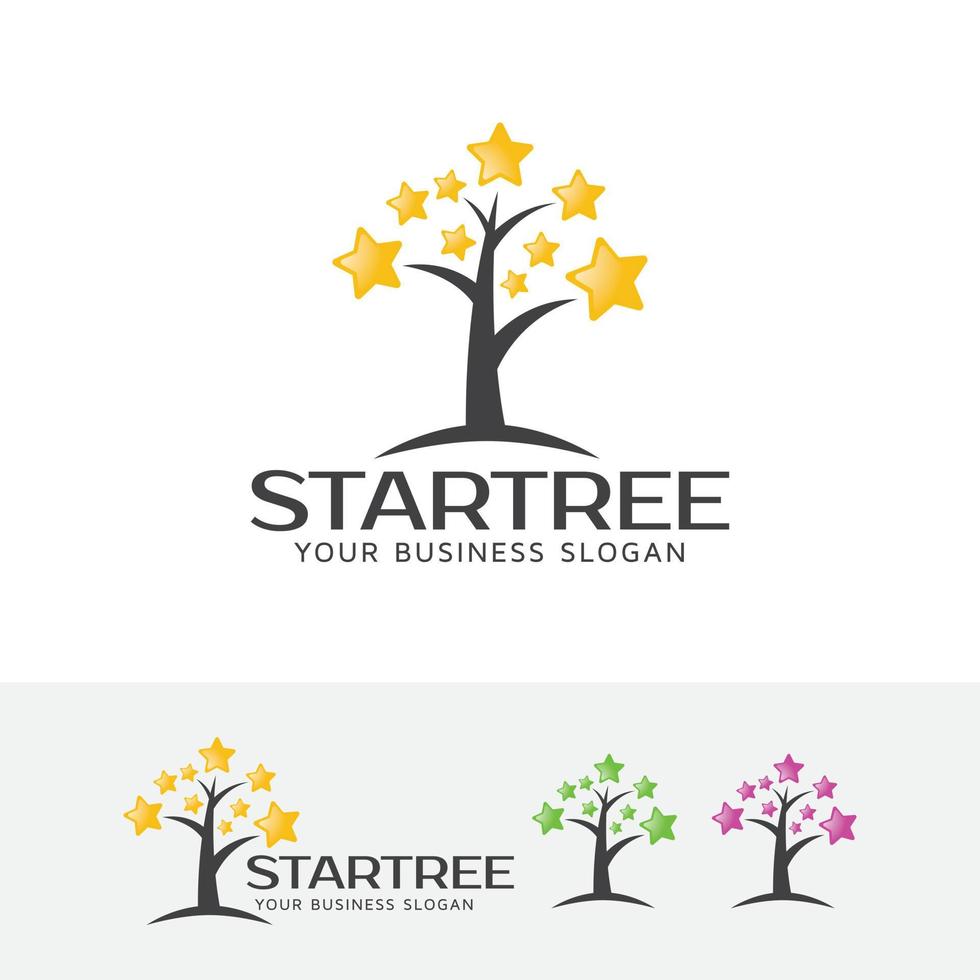 Stars tree vector concept logo design