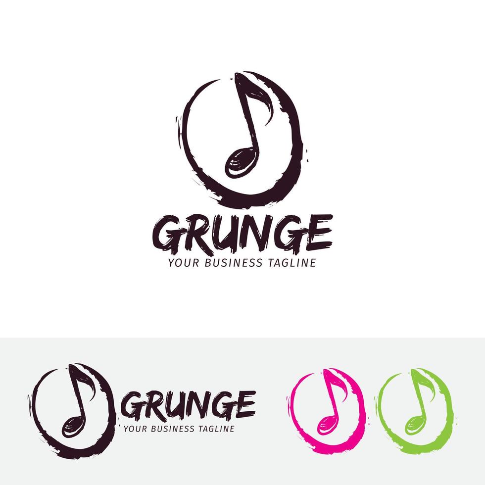 Melody music concept logo in grunge style vector