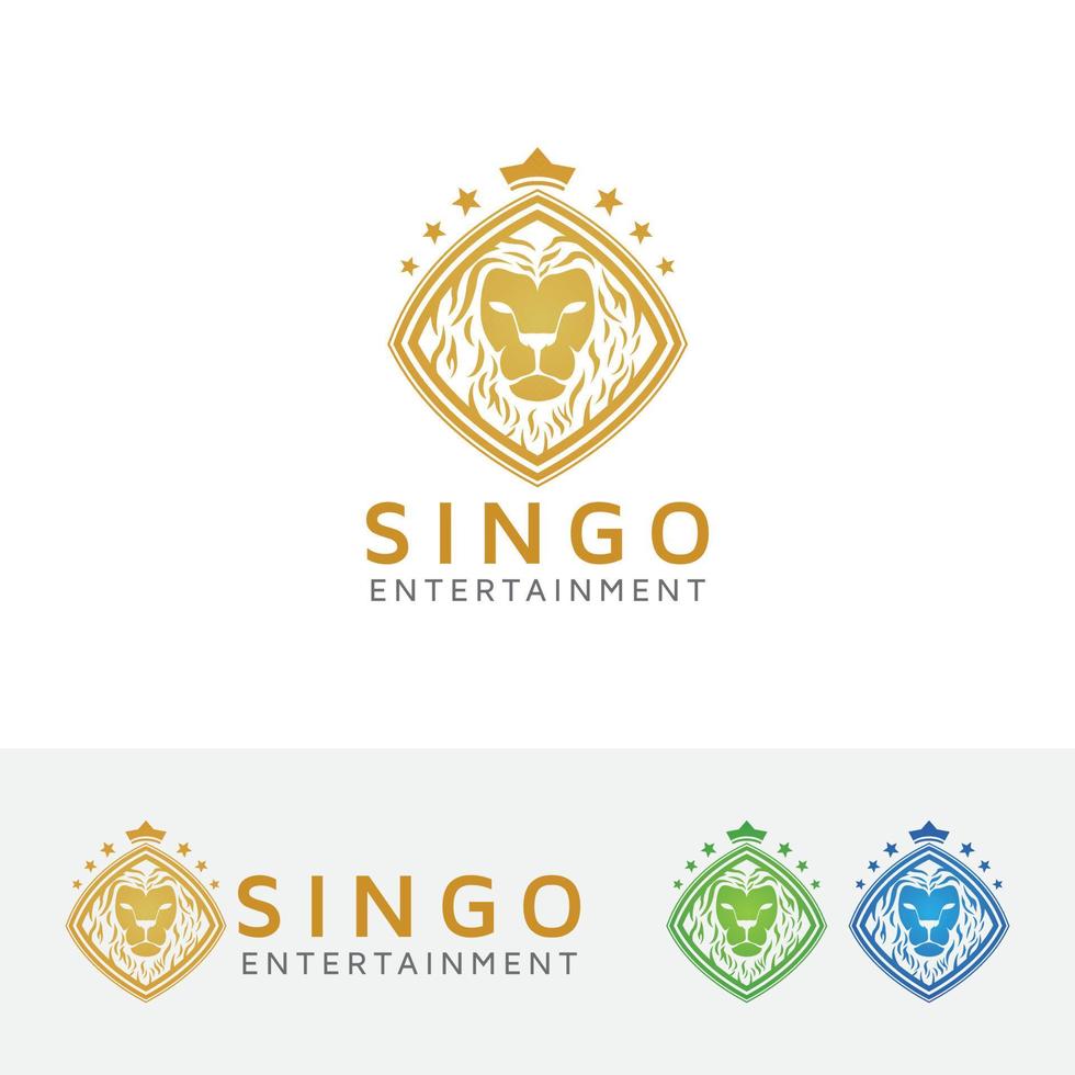 Luxury lion head logo design vector