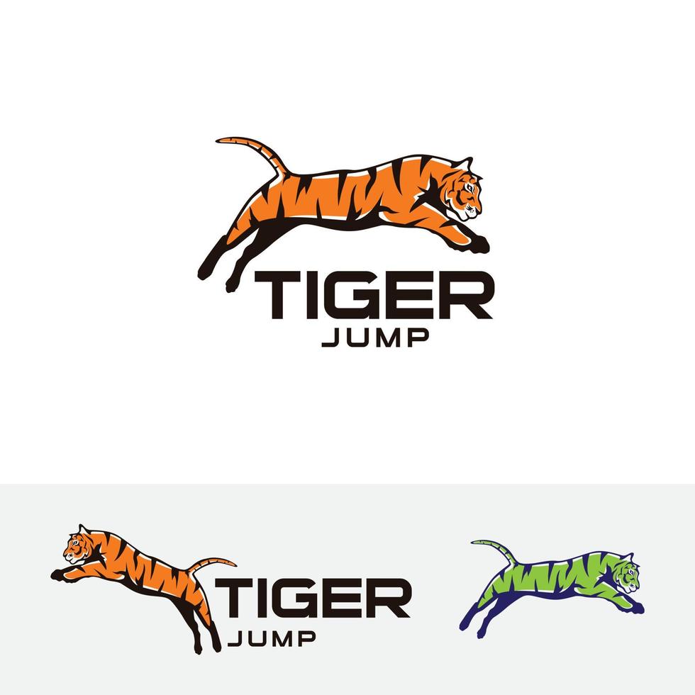 plantilla de logotipo de vector de salto de tigre