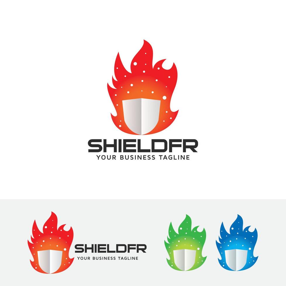 Fire shield vector logo template