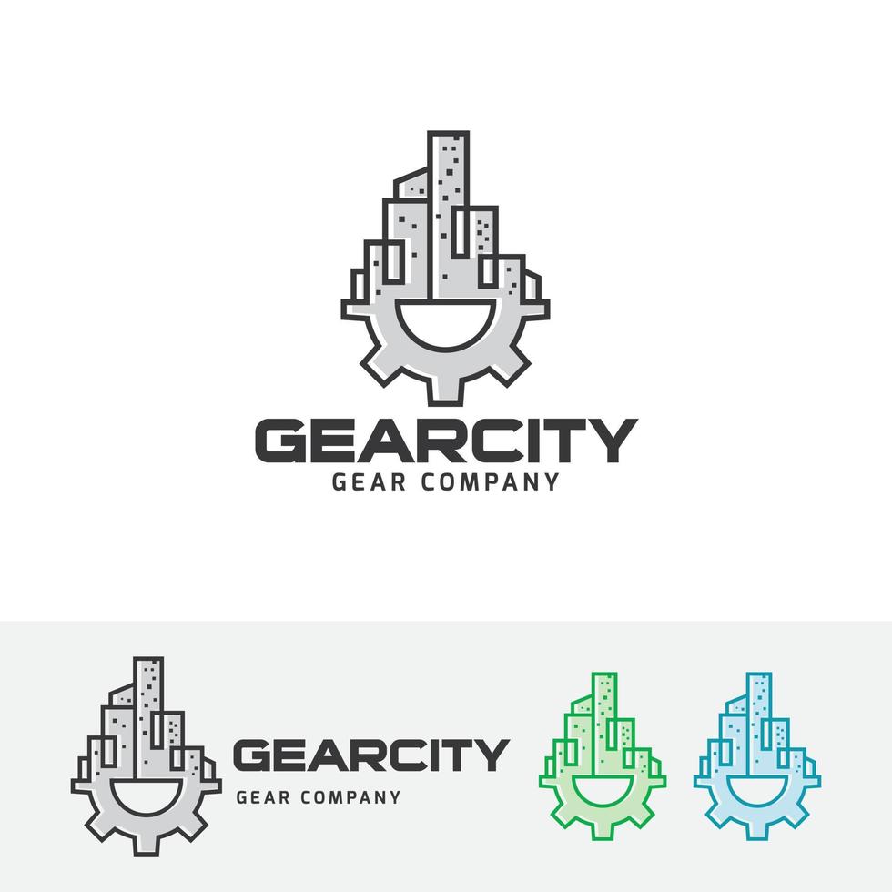 Gear city vector logo template