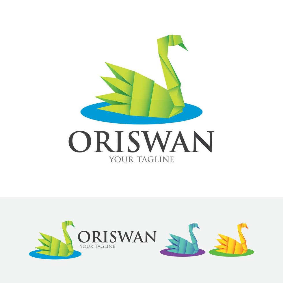 Origami swan vector logo design