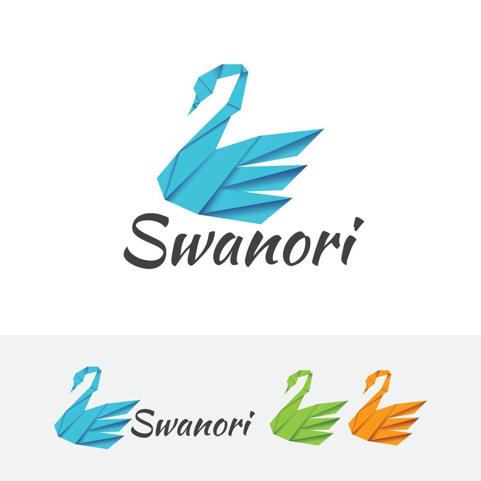 Swan origami logo design vector