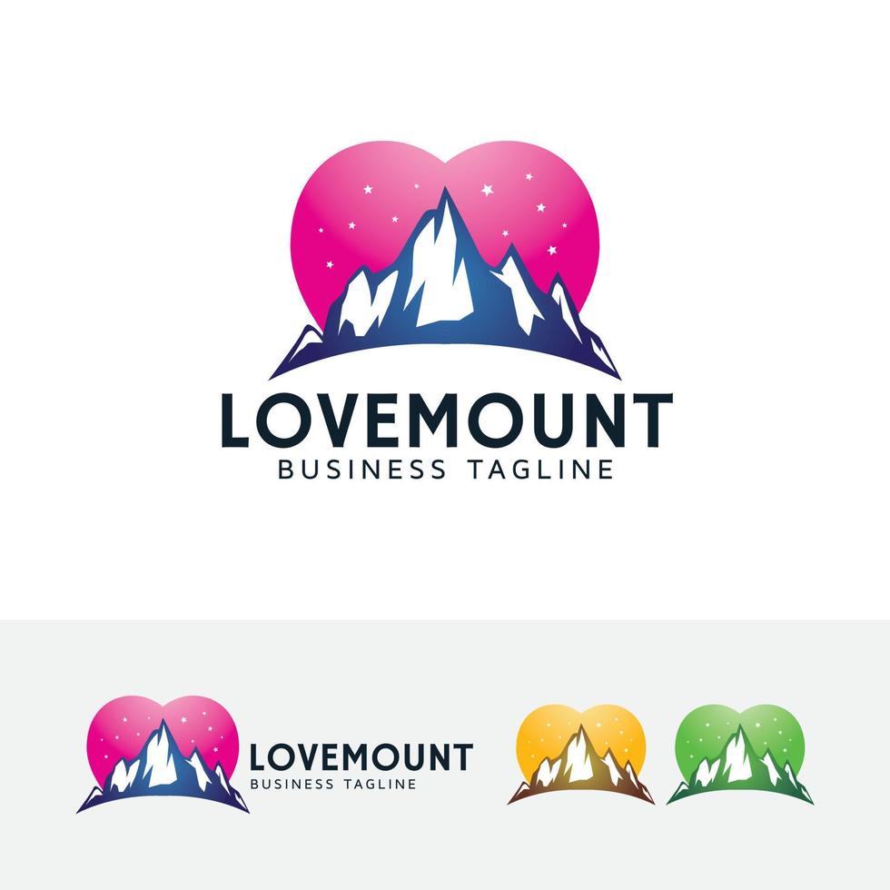 diseño de logotipo de concepto de vector de amor y montaña