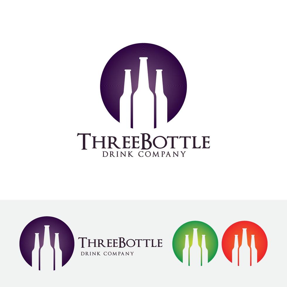 plantilla de logotipo de vector de tres botellas