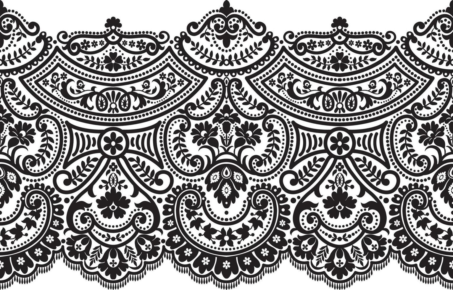 Seamless black and white floral border vector