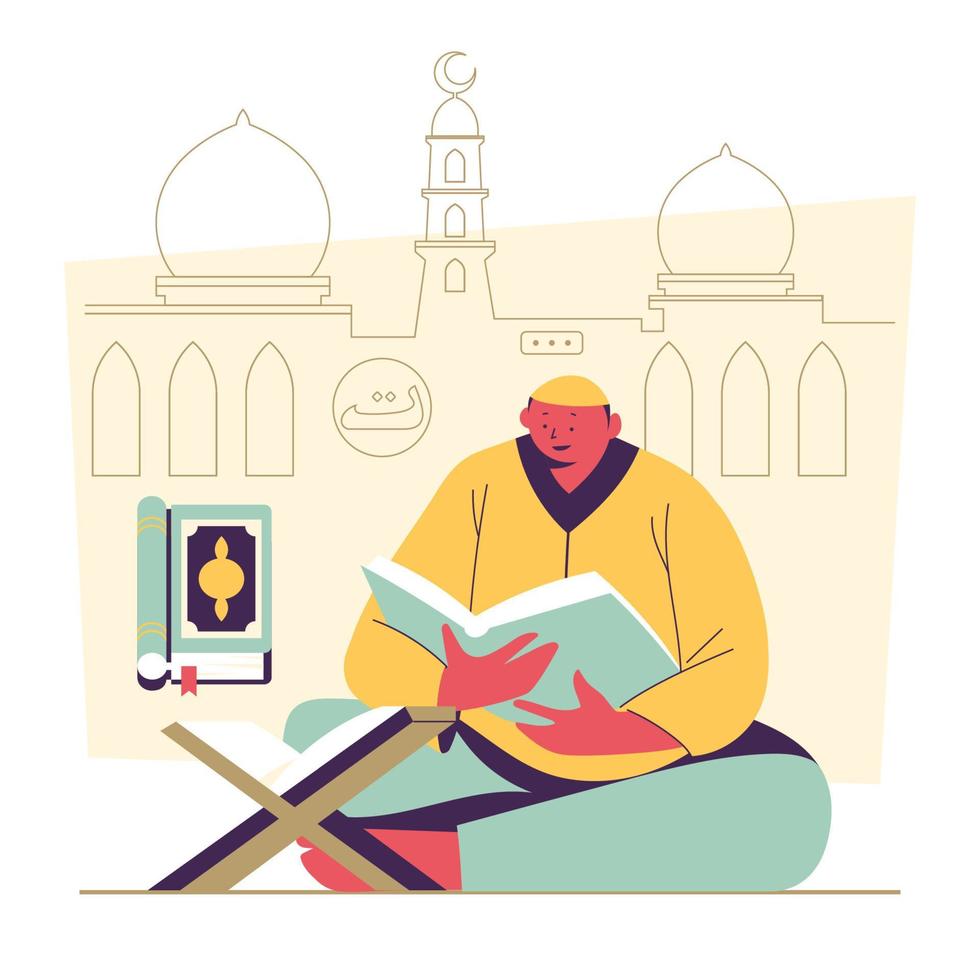 Man Reading Quran Concept vector