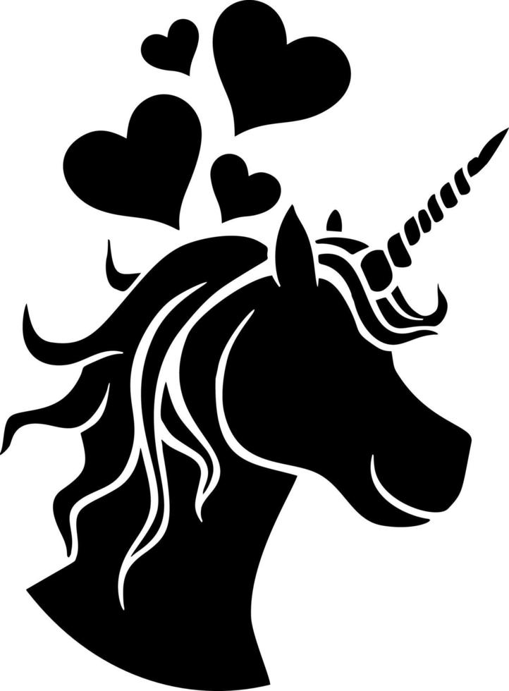 Black style pretty unicorn with with wings in blackcolors. Stock vector illustration.