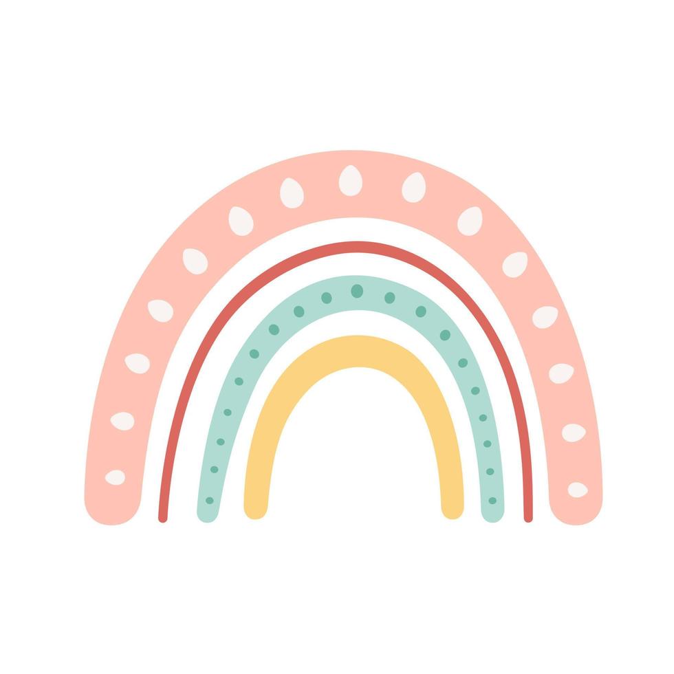 Cute rainbow. Abstract, boho element. Hand drawn vector