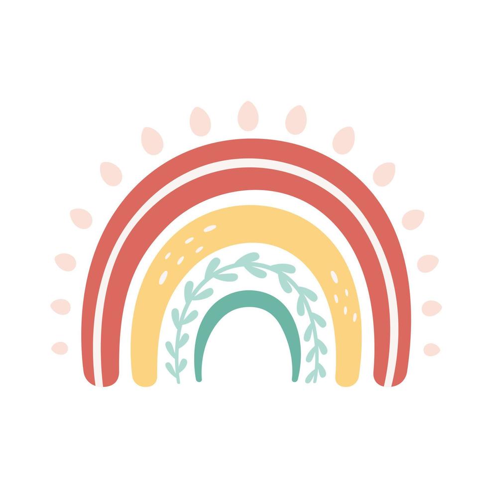 Cute rainbow. Abstract, boho element. Hand drawn vector